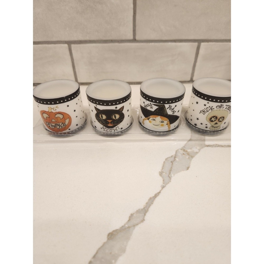 Pottery Barn Kids Halloween Decor Votive Flameless Character‎ Candles Set 4